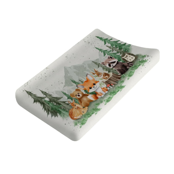 Woodland Animals Mountain Forest Changing Pad Covers for Boys Girls, Soft Stretchy Baby Diaper Changing Table Mat Cover