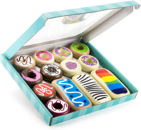 Dozen 13 Baker's Wooden Donuts, Assorted Colorful Wood Eats! Pastries by Imagination Generation