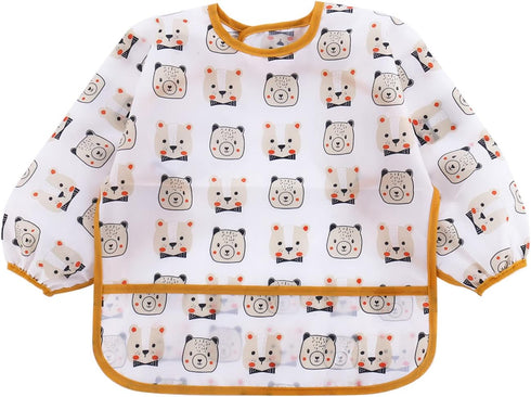 PandaEar 5 Pack Long Sleeve Bibs, Waterproof Full Bib with Sleeves for Babies 6-24 Months