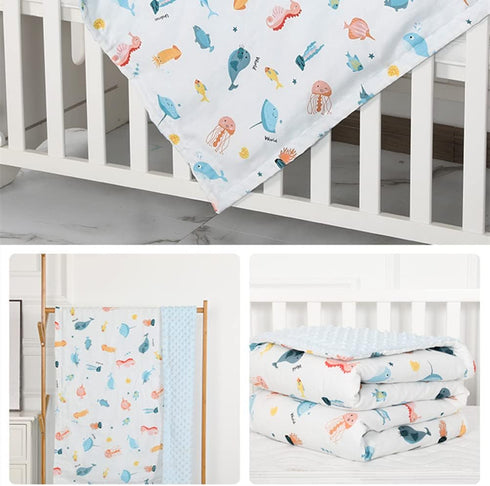 JHION World,59.1x45.3inch) Baby Blanket for Boys Girls, Double Layer Soft Plush Blanket Thicken Warm Kids Blanket