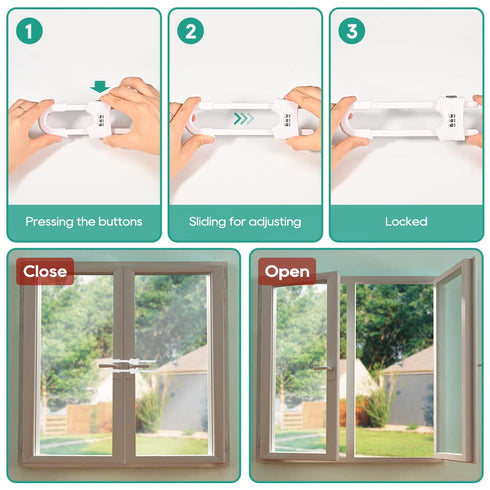 HonesaLoc 4 Packs U-Shaped Sliding Cabinet Locks, Adjustable Child Safety Lock for Kitchen Doors and Home Drawers,