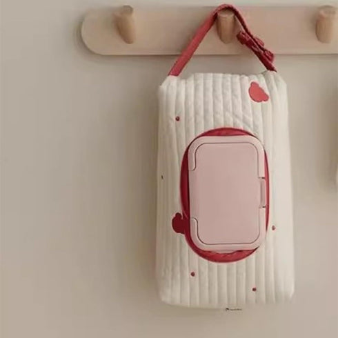 LOXGO Stylish Bear Embroidery Wet Wipe Pouches Baby Wipe Hanging Pouches For Baby Strollers Excellent For Travel