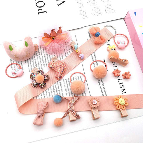 Cute Baby Girl's Hair Clips Set with Assorted Styles, 36 Pieces Pack of Elastic Hair Ties and Ponytail Holders (Purple)