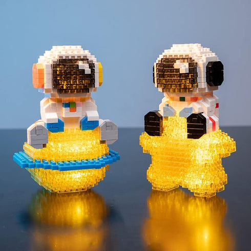 Micro Building Blocks Astronaut Model with Light, Building Toy for Kids or Adults, Lunar Mini Blocks