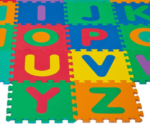 26-Piece Interlocking Foam Tile Play Mat with Letters - Non-Toxic Children's Multicolor Puzzle Tiles for Playrooms