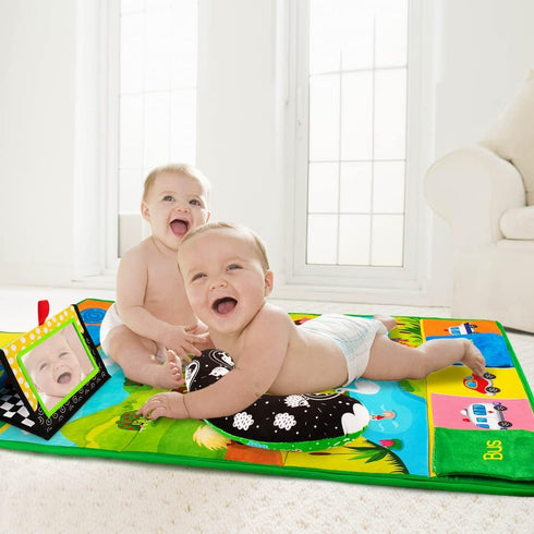 Inbeby Tummy 3-in-1, Tummy Set 0 3 6 12 Time Mirror & Play Mat & Pillow High Contrast Black and White Baby Toys