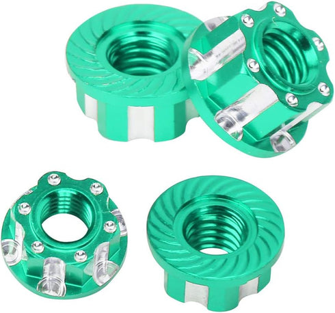 VGEBY 4pcs RC Hex Nuts, M4 Carving Hexagonal Nuts Aluminum Alloy for D3 D4 1/10 RC Car (Green)