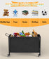 100L Large Kids Toy Box with Wheels, Storage Organizer for Toddlers, Black Toy Storage Bin for Stuffed Animals