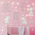 Outus 7 Pcs Dream Big Little One Elephant Nursery Wall Stickers Wall Decor Baby Room Moon Hot Air Balloon Pink Grey