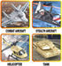 12 PCS Military Plastic Army Men Vehicles Toy Playset, Includes Stealth Bomber, Tanks, Helicopter