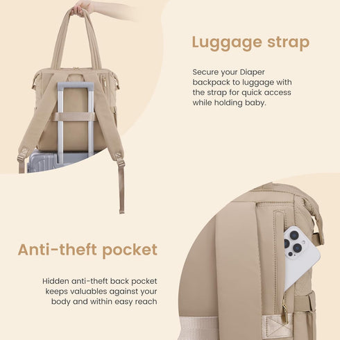 Backpack,Tote Backpack LOVEVOOK Diaper Bag Diaper Bag for Baby Girl with Changing Pad,Insulated Pockets,Water-resistant