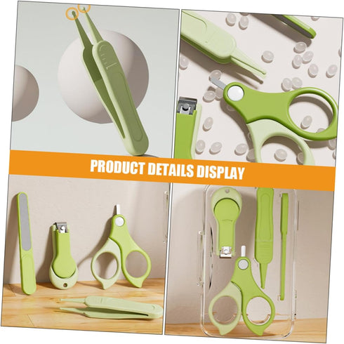 Set Trimmer Nail Clipper with Nail Filer and for Infants, Portable Green Grooming Kit for Newborns and Travel