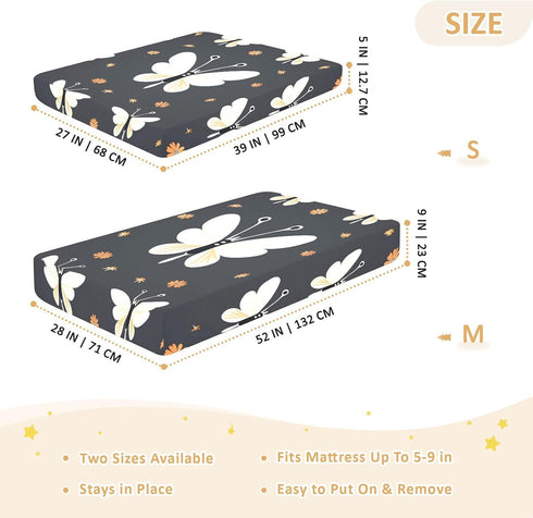 Bseiialft 52 28 White Butterflies Flowers Crib Sheets for Boys Girls Soft and Breathable Cotton Baby Sheets
