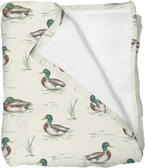 Selgkds Hunting Ducks Baby Blankets for Girls Boys Vintage Mallard Duck Leaves Pond