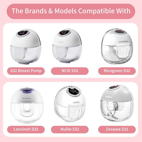 Momlacto 12Pcs S32 S32 Duckbill& Silicone Diaphragm Compatible with NCVI NICEGREEN Nuliie Zooawa Breast Pump