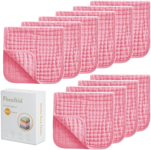 Fhealkid Muslin Burp Cloths Sets Newborn Baby Boy Essentials Must Haves 100% Cotton