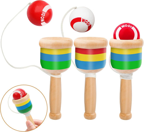 3PCS Ball Catch Game Set, Wooden Ball Catching Cup, Classic Toss Ball Game for Outdoor Sports Activities
