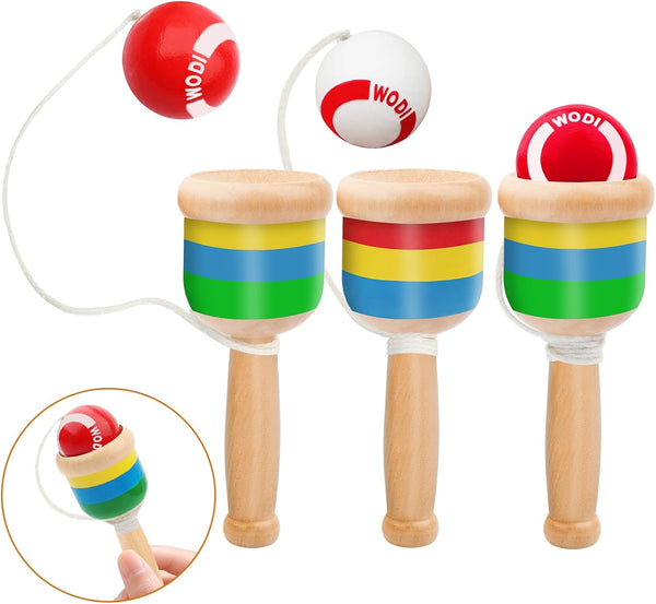 3PCS Ball Catch Game Set, Wooden Ball Catching Cup, Classic Toss Ball Game for Outdoor Sports Activities