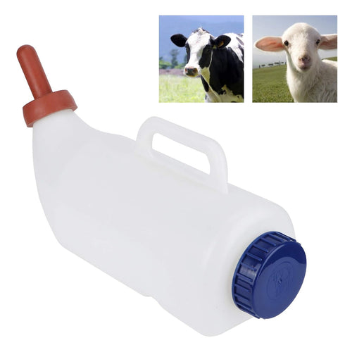 4L Calf Milk Bottle with Handle - Detachable Nipple Feeding Equipment for Livestock