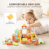 100pcs 1-3, 1 2 3 Pidoko Kids Building Blocks for Toddlers Wooden Blocks for Kids with Storage Bucket and Shape Sorter