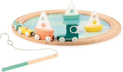 Janod Bolid FSC Wood and Cardboard Sailboat Track - Early Toy with Circuit, Puzzle & Accessories for 2 Years +