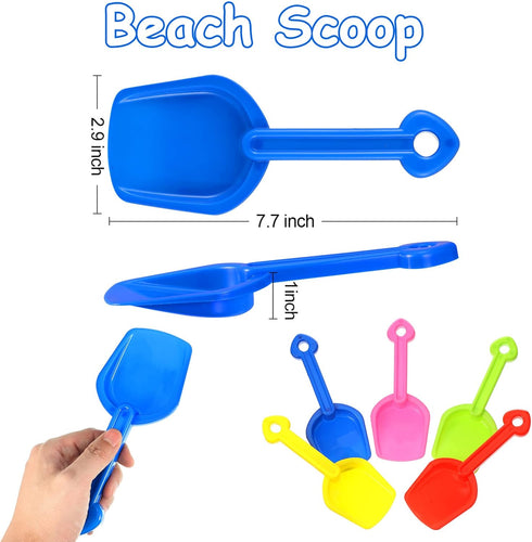 24 7.7 Inch Junkin Pcs Mini Plastic Sand Shovel Beach Toys Long Play Colorful Scoop Rake Sand Shovels for Beach