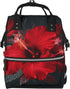 DWVTSLH Red Hibiscus Flowers Diaper Bag Backpack Multifunction Nappy Bags Waterproof Mummy Backpack