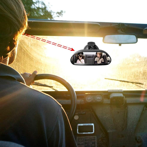 GES Rear View Mirror - 360 Degree Adjustable with Strengthen Suction Cup for Car (5.9 x 2.2 Inch, Black)