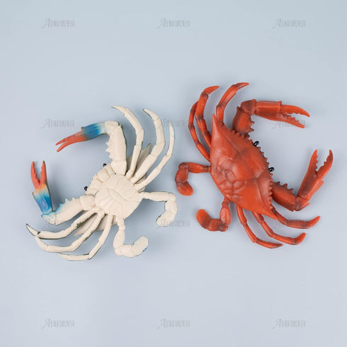 AUEAR, 2 Pack Fake Animal Sea Life - Blue Red Crabs Action Figures Ocean Model Ornament for Swim Bath