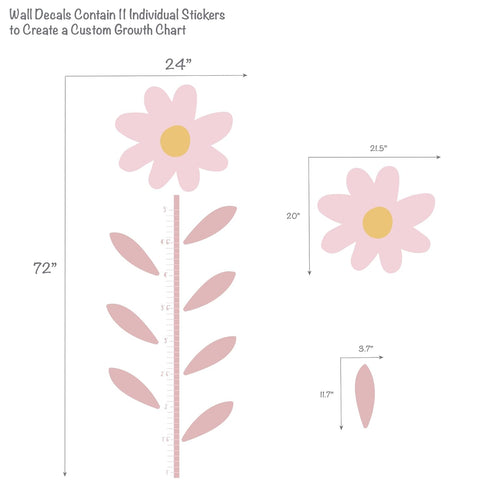 Flower Growth Chart Wall Decals by Lambs & Ivy - Daisy Dreams Collection