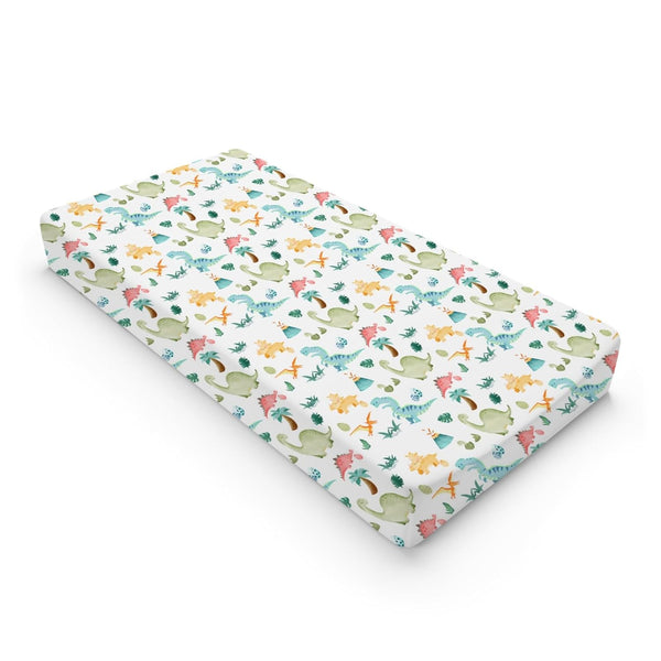 Cute Cartoon Dinosaurs Changing Pad Cover, Jungle Palm Leaves Diaper Change Table Pad for Boys Girls, 32"x16"