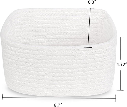 ABenkle Small Storage Basket, Mini Baby Basket, Cute Tiny Cotton Rope Woven Basket,Shelf Basket, Boho Decorative Toy Dog Cat Basket for Nursery, Spa, Kids Room, Empty Gift Basket - XS, White