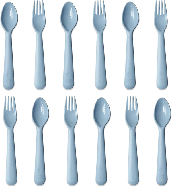 12 Pcs Plastic Toddler Utensils Set, 6 Kids Forks and 6 Kids Spoons, BPA Free/Dishwasher Safe Brightly Colored Cutlery