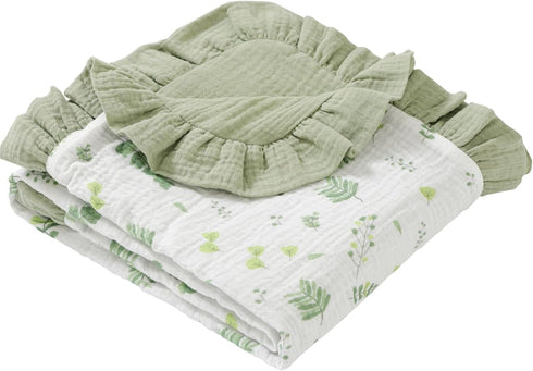 Flounce Muslin Baby Blanket - Cotton Quilt Blankets for Toddlers - Reversible