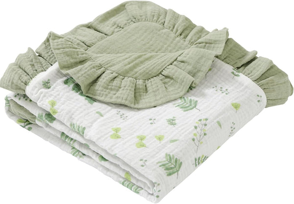 Flounce Muslin Baby Blanket - Cotton Quilt Blankets for Toddlers - Reversible