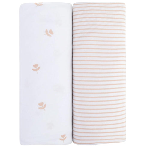 Set Changing Pad Cover and Crib Sheet Bundle (Pink Tulip Collection)