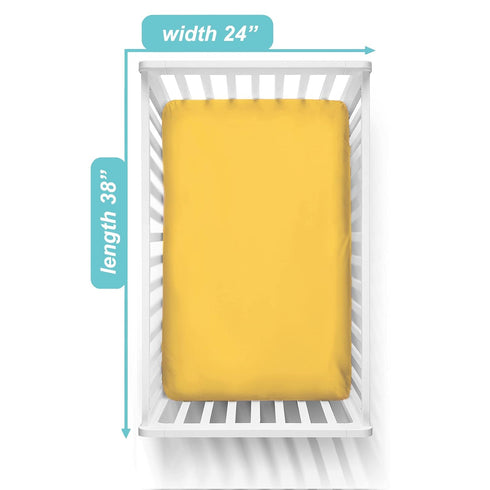 American Baby Company 2 Pack Mini Crib Sheets, 100% Natural Cotton, 38" x 24", Yellow Star/Yellow, Soft & Breathable
