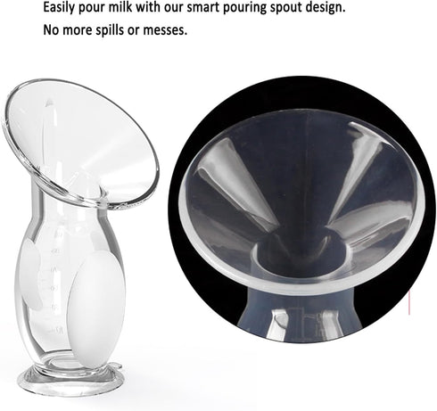 4oz/100ml Silicone Manual Breast Pump - Capacity, Food Grade, Soft Bottle for Gentle Breast Milk Collection