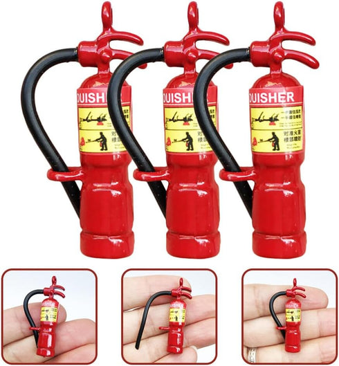 Totority Mini Fire Extinguisher 3pcs Set - Metal Outdoor Decor, Dollhouse Miniatures, Squirt Toy for Micro Landscape