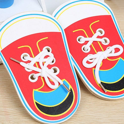 Wooden Shoe Tying Practice Kit, Threading Lacing Shoes Training Board for Early Learning, Decorative Accessories