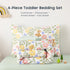 Set 4 Set Wake In Cloud - Floral Toddler Bedding for Girls, Cute Colorful Botanical Flowers with Deers, Pieces Soft