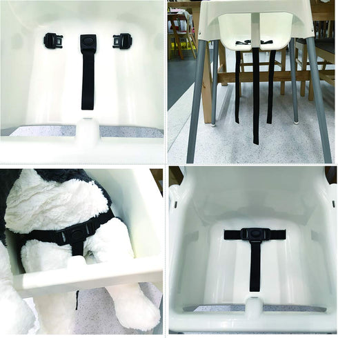 ZARPMA High Chair Straps, 3 Point Harness Straps Belt for Child Chair Strap for IKEA Antilop High Chair (Black)