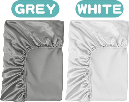 2 Pack Silk Crib Sheets for Baby with Sensitive Hair Satin Baby Mattress Sheet Boys and Girls Unisex 52’’x28’’x8’’ Fitted Sheets