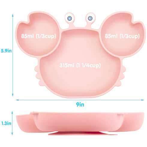 Silicone Suction Plate for Toddlers - Self Feeding Divided Dish and Bowl for Baby, Fits Most Highchair Trays, BPA Free