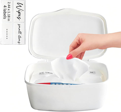 Moorfowl Baby Wipes Dispenser for Bathroom Flushable Wipes Holder White Plastic Organizer