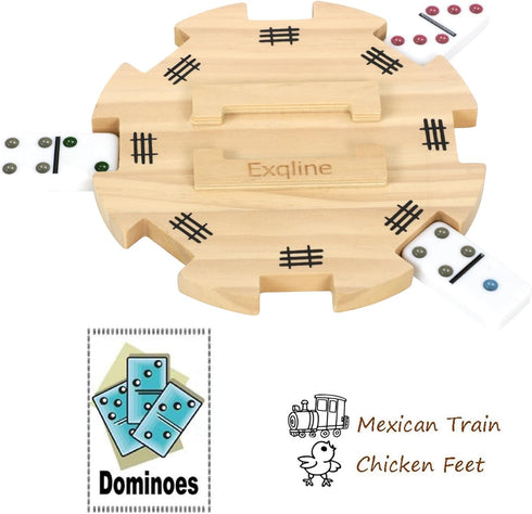 Stylish Wooden Hub for Mexican Train Dominoes - Durable Pine Centerpiece with Felted Base