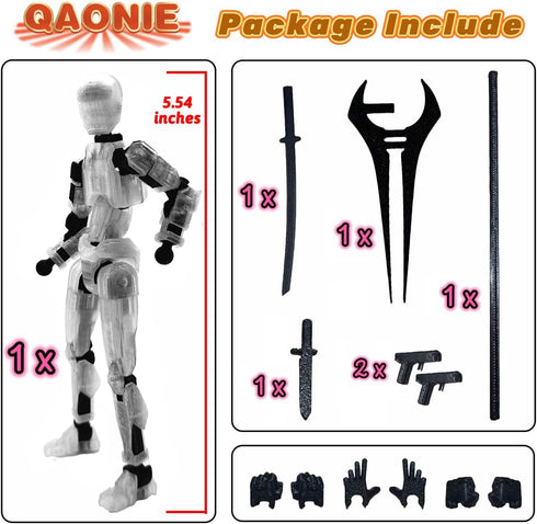 3D Printed 5.54-Inch Multi-Jointed Action Figures Dummy13, Hand Painted Movable Toy with Accessories, Desk Decoration