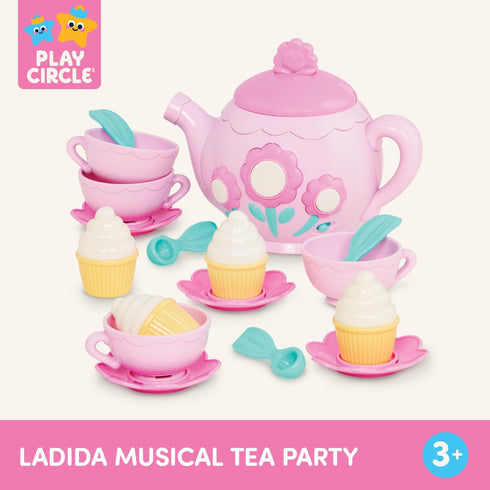 Battat Play Circle Singing Teapot – Toy Food Pretend Play Kitchen Set – 17 Pcs for 3 Years +