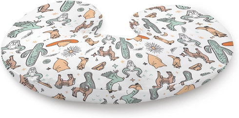 KuphiL10C Western Cactus Cow Skull Horses Hats Pattern Nursing Pillow Cover, Unisex Removable Breastfeeding Pillowcase