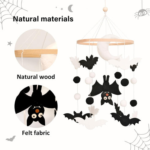 Bat Baby Mobile, Gothic Mobile for Crib, Halloween Crib Mobile for Boys and Girls, Gothic Nursery Mobile for Bassinet